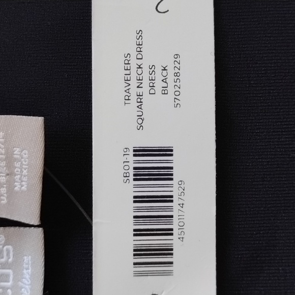 NWT Chico's Travelers Square Neck Dress 2 12 14 Slinky Black Short Sleeve - Picture 6 of 11